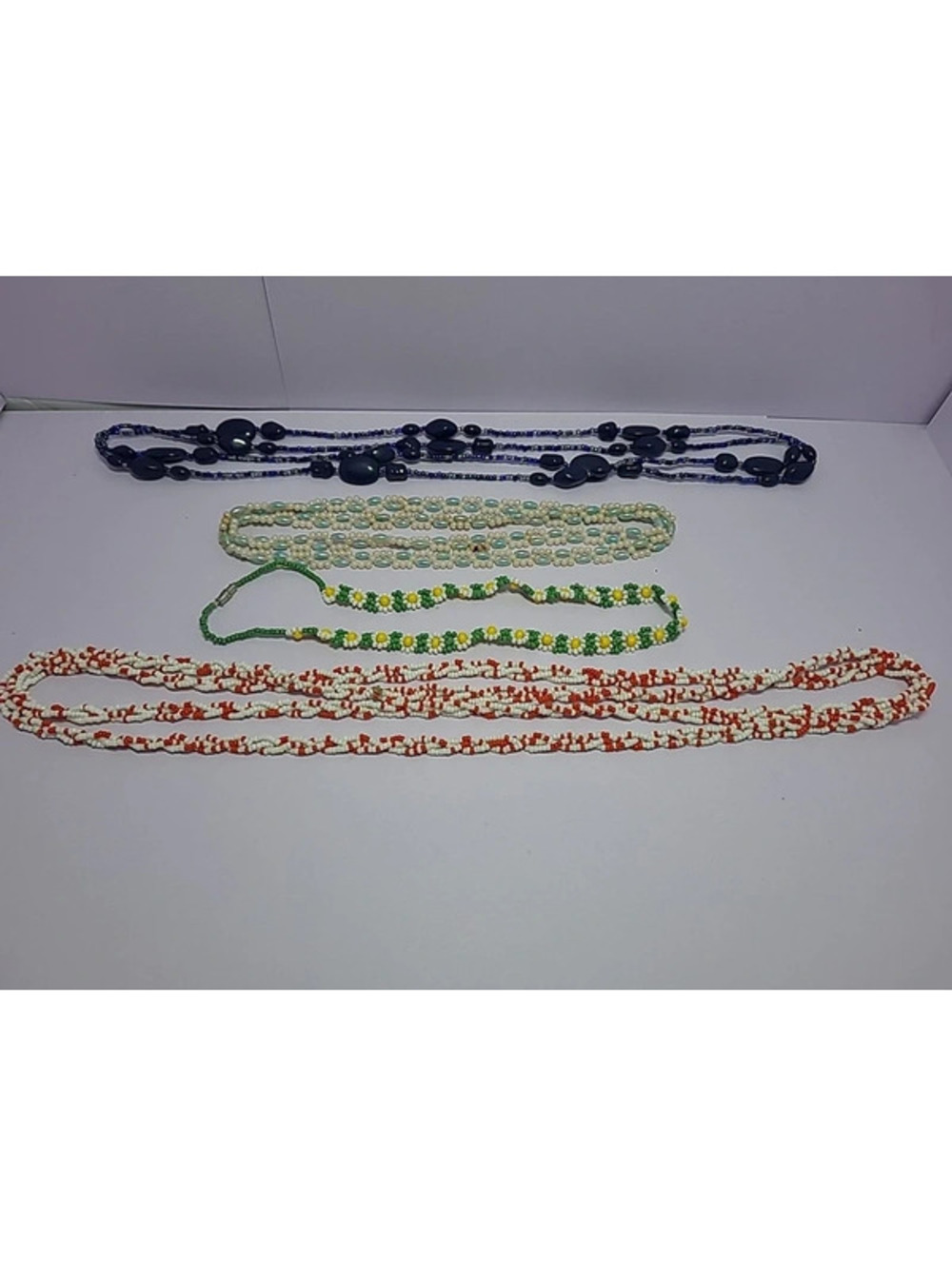 !! 4 Colorful Seed Bead Necklaces Different Colors